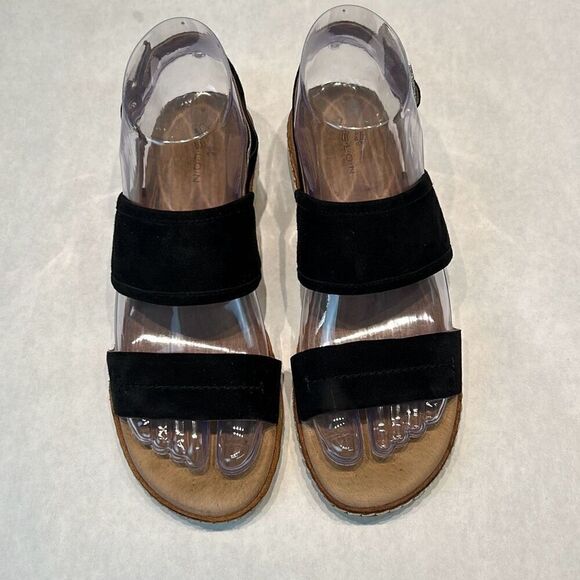 Caslon Black Suede Leather Claire Slingback Sandals Womens Sz 6 Adjustable Buckl - Picture 2 of 9